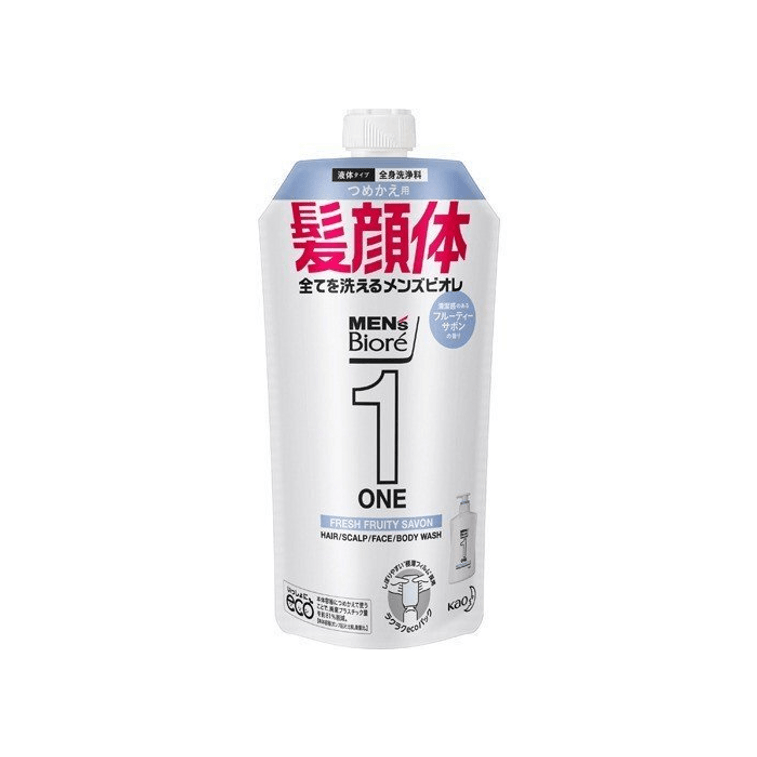 Men's Biore ONE All-in-One Body Wash [Refill, 340ml] Fruity Soap Scent ...