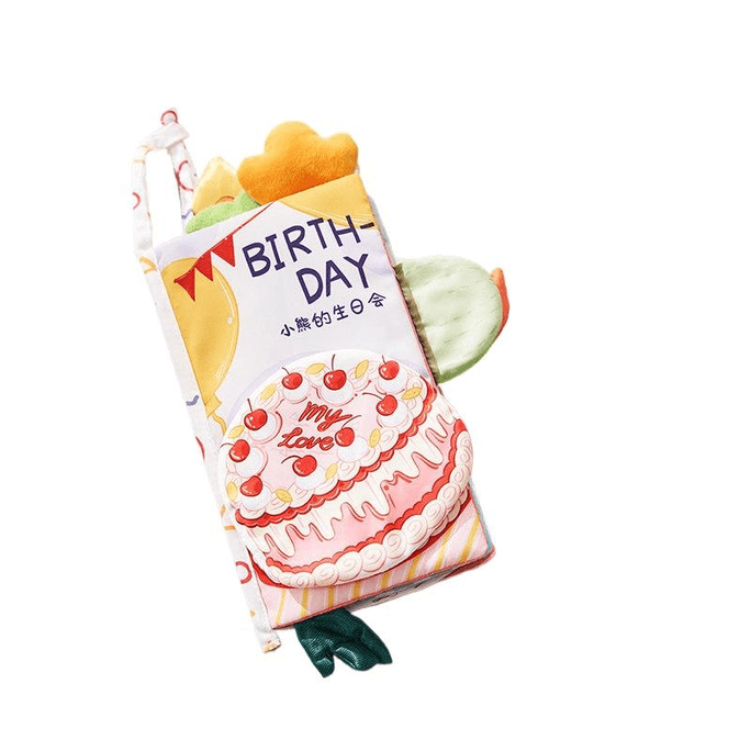 [중국 직배송] 에비실 아기 꼬리 뜯어 쓰는 천 책, 조기 교육용, 찢어짐 방지, 씹어도 괜찮은 소재, 0-6개월 아기 곰 인형 생일 파티용 *1개