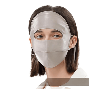 【中国直送】夏琴シルク 日焼け止めマスク UVカット・ブルーライトカット マルベリーシルク クラシックスペースグレー 25.5×7cm