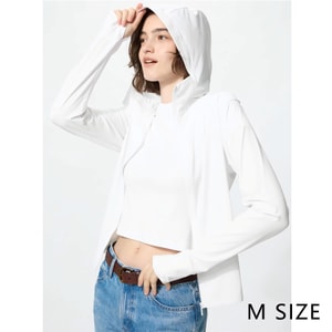 Women’s UV Protection Zip-Up Hoodie White Size M 1 Piece