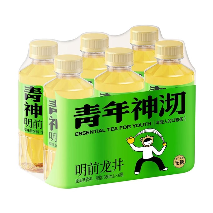  Mingqian Longjing Green Tea Original Tea Beverage 11.8 fl oz * 6 bottles【0 Sugar 0 Calories 0 Fat】