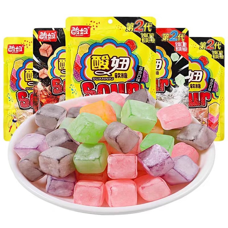 [중국 직배송] 사워 걸 2세대 초신맛 소프트 캔디 QQ 구미 캔디 웨딩 캔디 80년대/90년대 어린 시절 추억을 떠올리게 하는 캐주얼 간식 선물 세트, 콜라/소다 맛 대용량 108g*1봉 3