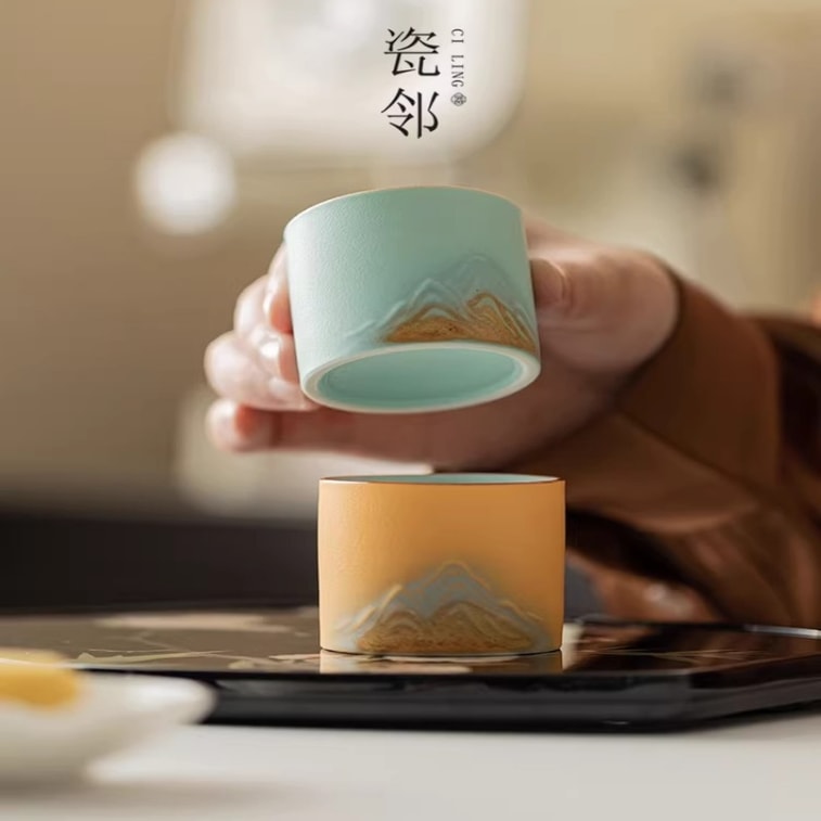 자금성 문화창조제품 - "아름다운 중국" 명차 컵 세트 선물 상자 (사색 산 풍경 컵 1세트) - 연례 선물, 기업 연례 회의 선물/고객 선물, 직원 복지, 어르신 선물 5