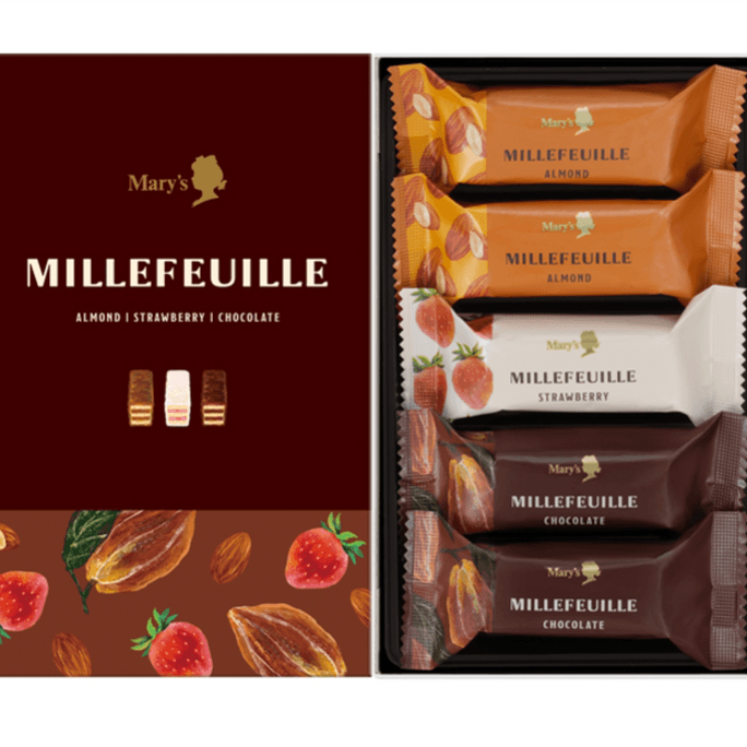 MARY'S Chocolate Mille-Feuille Napoleon Wafer Cream Snacks 3 Flavors 5 Pieces