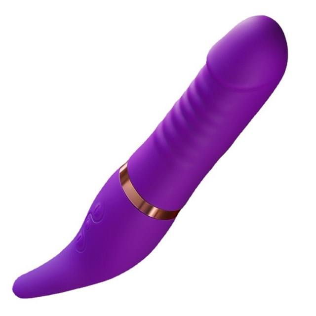 Lurevibe - Purple Rose Toy Rotating Pearls Telescopic Tongue-licking V