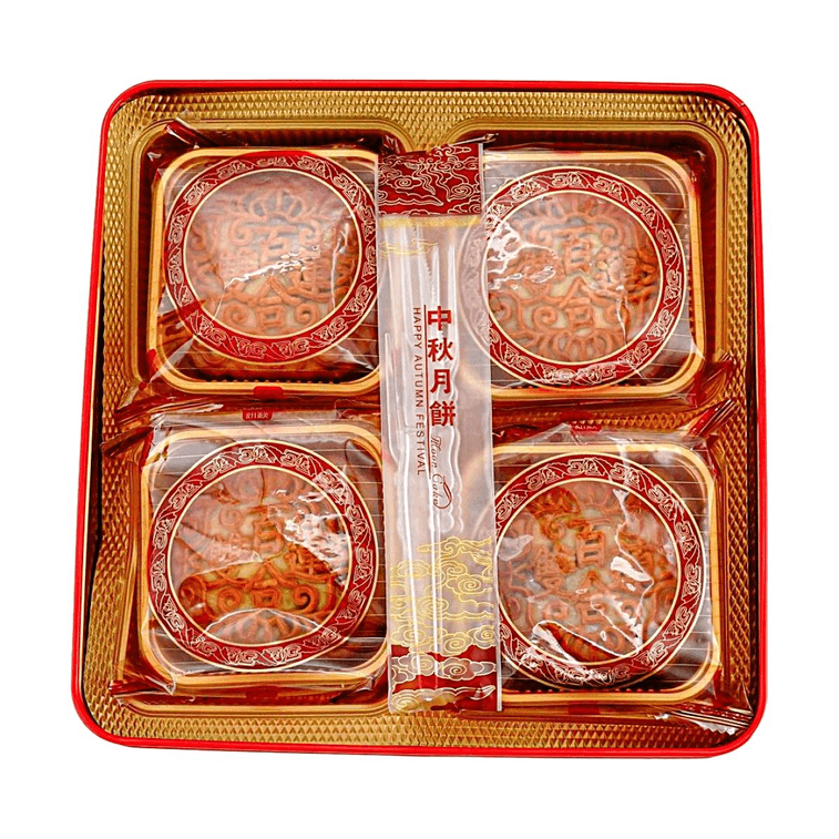 Double Egg Yolk White Lotus Seed Paste Mooncakes, 4 Pieces 26.45 oz【Mid-Autumn Festival Gift Box】 6