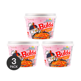 Korean Buldak Carbonara Topokki - Spicy Chicken and Cheese Flavor,6.31oz*3【Trending on TikTok】【Value Pack】