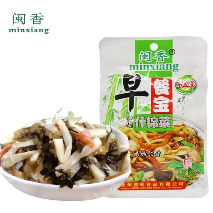 Breakfast Treasure 70g * 5 packs of enoki mushrooms, plum vegetables, peanuts, bamboo shoots, small dishes, breakfast porridge with pickled vegetables and pickled vegetables