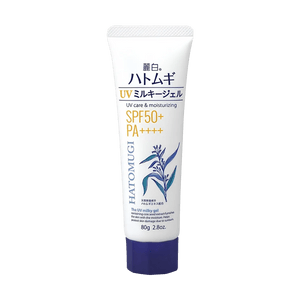 Reihaku Hatomugi UV Milky Gel SPF50+ PA++++, Lightweight Moisturizing UV Gel Sunscreen with Coix Seed Extract, 2.8 oz