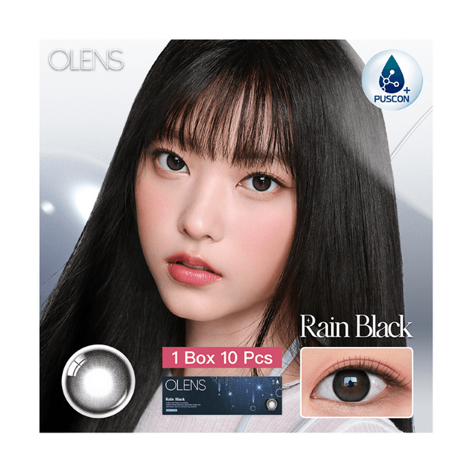 【中国直送】韓国製 O-LENS レインブラック [レイニーナイトブラック] 1日使い捨てカラーコンタクトレンズ 大きめ直径 マイクロブレンド 10枚パック -1.00(100枚)