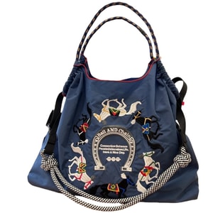 [중국 직송] 완비린 셀렉티드 일본 볼 체인 자수 친환경 가방 쇼핑백 핸드백 사선 스타일 [고원원과 동일] - 파란색 자수 말