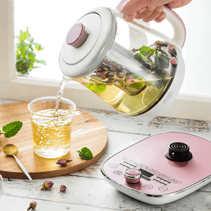 【Low Price Guarantee】Multi Function Glass Electric Water Kettle Healthy Tea Kettle Delay Timer, 1.5L, AWK-701, Rose Gold