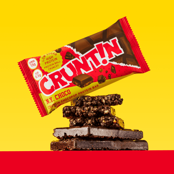 Cruntin Chocopop Protein Bar,N.Y Choco, 1.71 oz【Low Sugar High Protein】【Olive Young Top-rated】