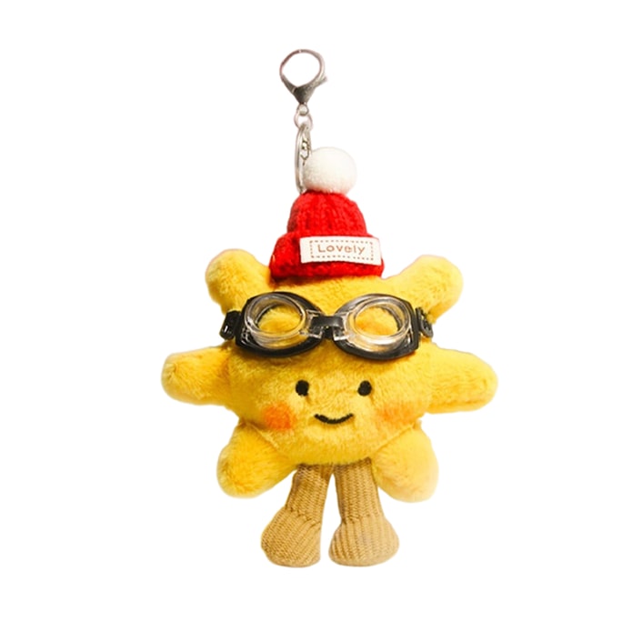 Super cute positive energy sunflower book bag pendant  plush toy  doll pendant couple car keychain  Christmas and New Year gift red hat one