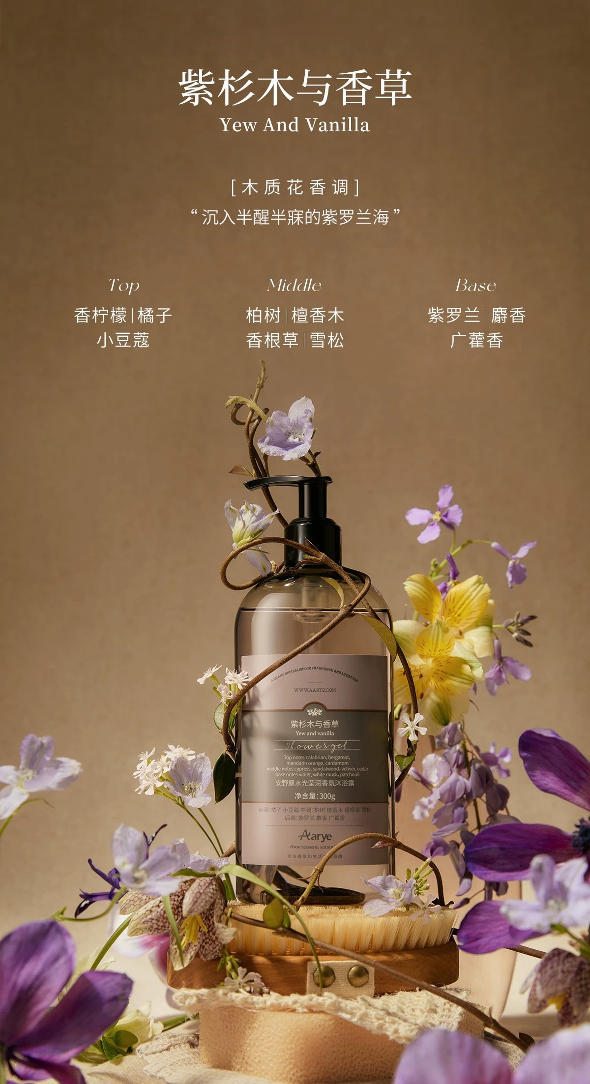 【中国直邮】 安野屋 果酸沐浴露 白桃与绒 300g 持久留香保湿洗澡清洁控油沐浴液