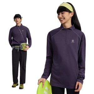 【中国直邮】 HSPM 蜂窝网眼立领弹力男女款速干长袖T恤 山梗紫 XXL 1件