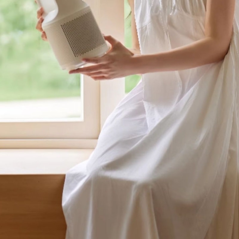 【中国直邮】 OLAYKS 无叶风扇家用桌面小型台式摇头电风扇加湿 陶白色-带香薰盒+加湿器 一个装