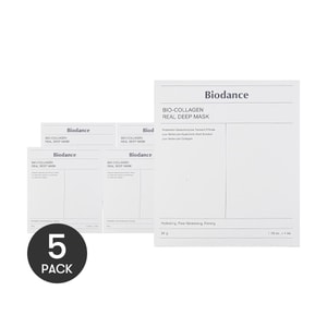 Bio-Collagen Real Deep Mask, Hydrating, Pore Minimizing, Firming, 1.19 oz.*4pcs*5 Overnight Mask【Value Pack】