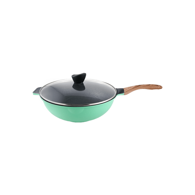 INOBLE3.0 Coated Ultra Non Stick Wok Deep Frying Pan - NEW INOBLE 3.0 COATING Matcha Grenn 32CM/13INCH