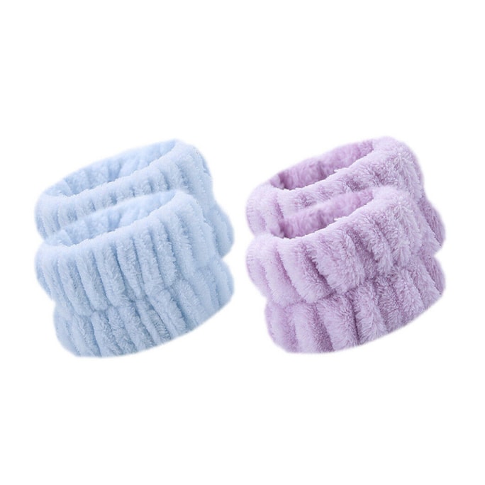 Face Wash Wrist Towel Strap 2 Pairs #Babyblue+Purple