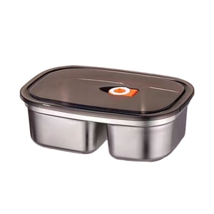 304 Stainless Steel Microwavable Divided Lunch Box Large Capacity for Adult Office Workers Double Compartments 1200ml  1 Piece