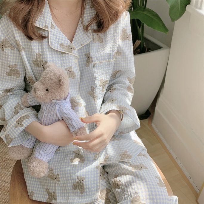 Teddy Dreams Pajama Set Blue L
