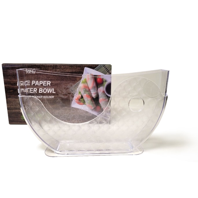 BANU Rice Paper Water Bowl with Side Pocket Holder for Rice Paper Wrappers for Spring Rolls