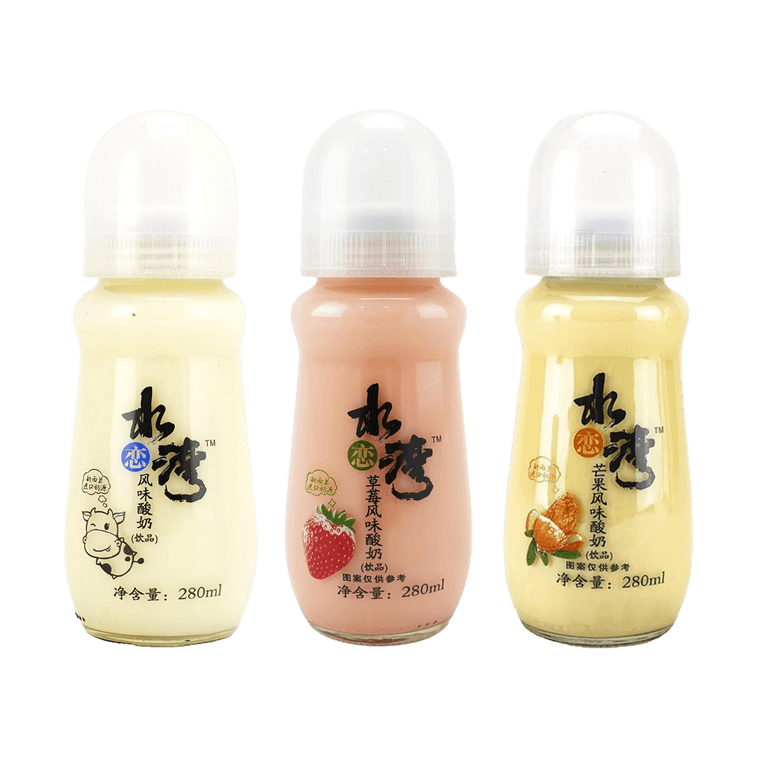 水恋湾 风味酸奶饮品 草莓味+芒果味+原味  280ml*3瓶【3种口味组合装】 3
