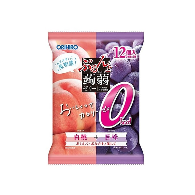 Orihiro Polacca White Peach Grape Tacca Jello 12 Packs/Bag 0 Calories Low Calorie 0 Calories Healthy Juice Jello