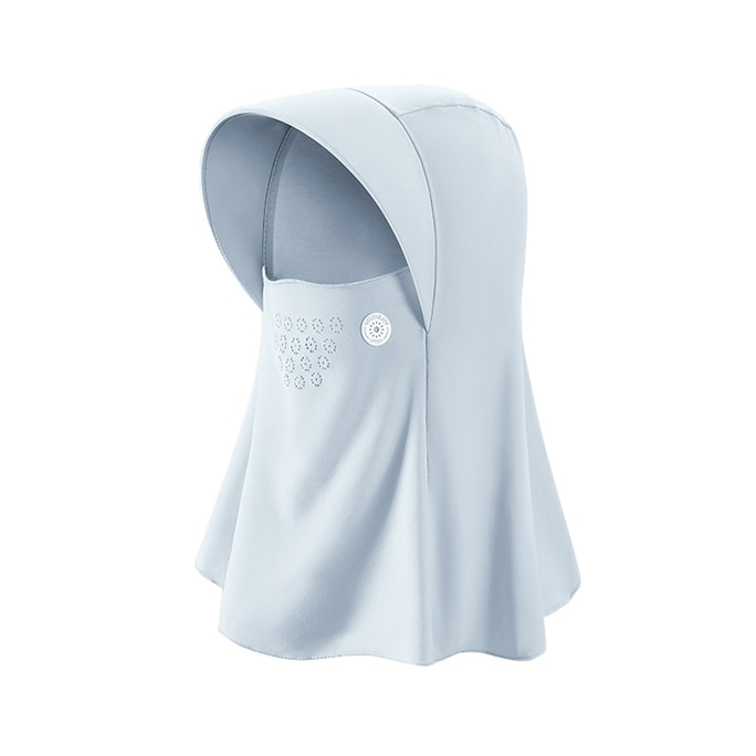 Summer Sun Protection Mask One-piece Ice Silk Breathable Open-ended Hair Hole Light Blue