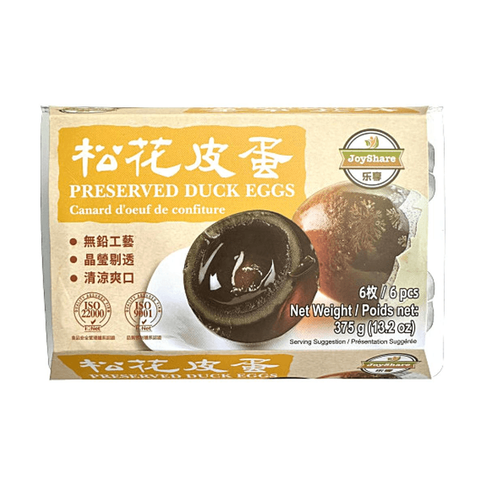 【韩国】乐享 松花皮蛋 6粒装 375g 【无铅工艺】【晶莹剔透】
