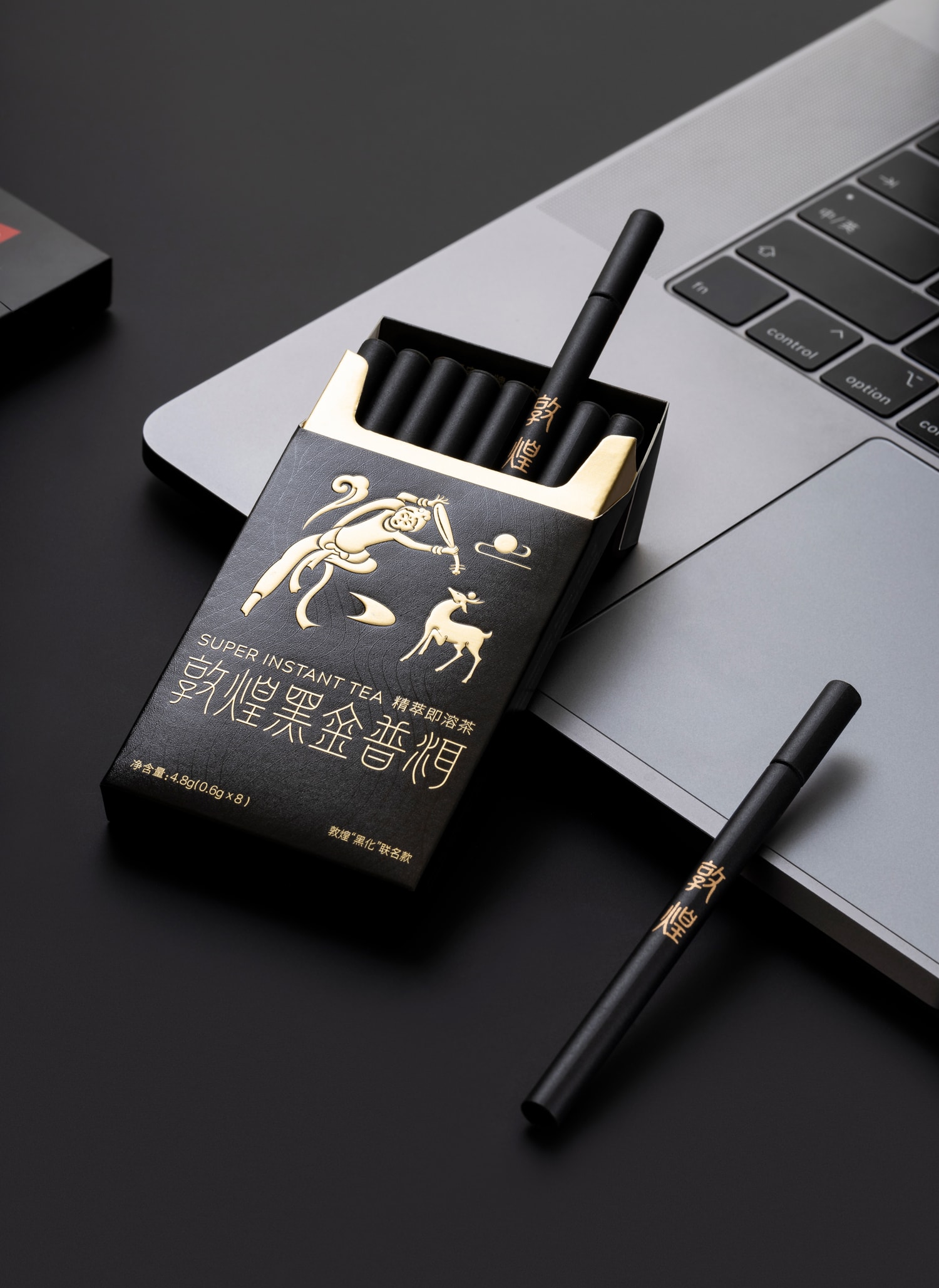 Premium Instant  Tea British Library Collaboration Freeze-Dried Tea Powder [8-Pack Collaboration Edition] Dunhuang Collaboration Black Gold Pu'er Tea 4.8g