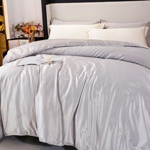 【中國直郵】柏意 桑蠶絲被子 100%雙宮繭桑蠶絲填充 Twin 150x200cm 1.5㎏ 夏被 白色