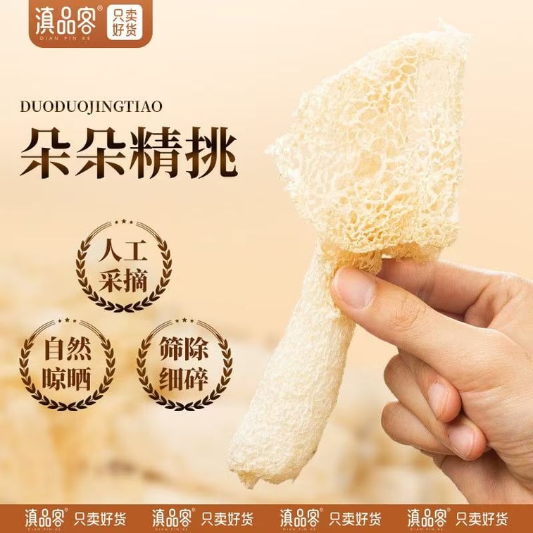 【中國直郵】 滇品客 農科院正宗雲南長裙竹荪乾貨特產竹笙新貨火鍋煲湯食材袋裝21g*1袋 4
