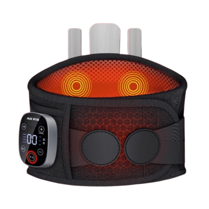 Heating Lumbar Support Belt with Warm Compress, Warming Uterus Massager, Heating Therapy, Rechargeable Massage Device for Men and Women Deluxe Electric Heating Model Black, Single Unit