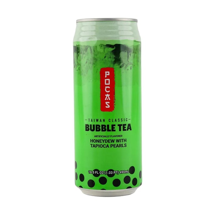 Honeydew Boba Milk Tea with Bubble Tapioca Pearls, 16.5 fl oz