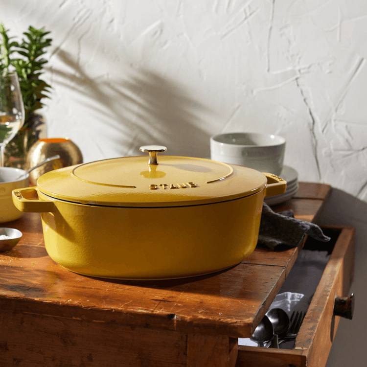 フランス製 STAUB 鋳鉄鍋 浅型オーバル ダッチオーブン 6.25クォート
