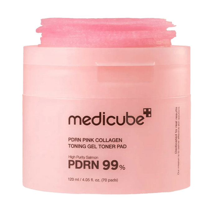 韩国MEDICUBE美蒂秋芙 99%PDRN粉红胶原蛋白光感精华水凝胶湿敷棉片 70片 修护瑕疵斑点暗沉 抗皱弹润  【爱豆同款】