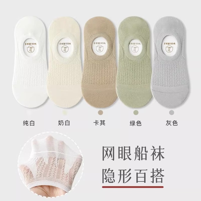 Lightweight Spring/Summer 100% Cotton Ankle Socks: Non-Slip, Stay-in-Place, Invisible Sole, Moisture-Wicking, Breathable, Low-Cut Short Socks – Light Colors, 5-Pack (Perfect for Leather Shoes