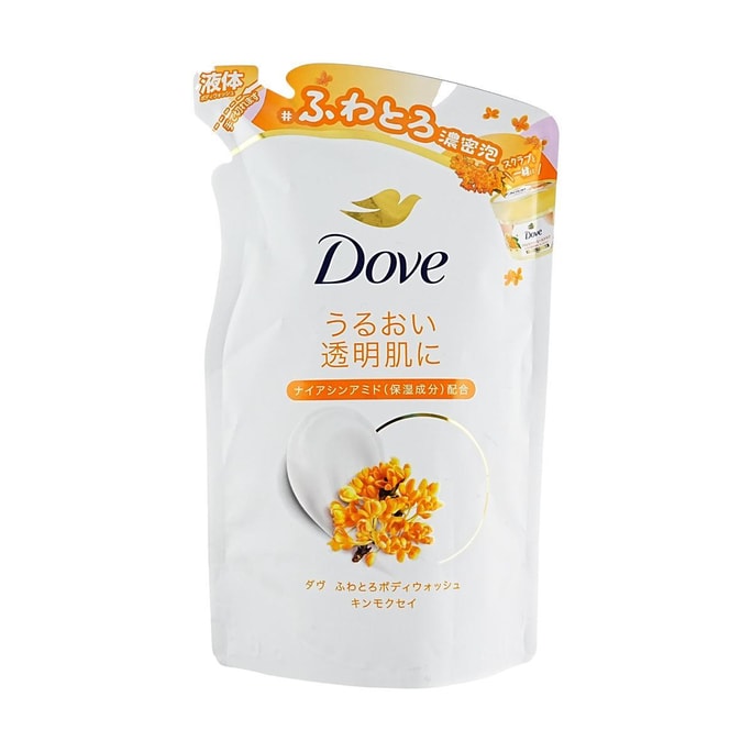 日本DOVE多芬 柔滑沐浴露泡泡 泡沫慕斯持久留香 菸鹼醯胺透亮桂花香 補充裝 340g