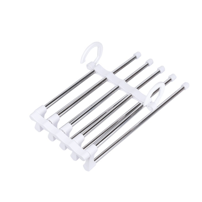 Stainless Steel Magic Trouser Rack 5-in-1 Multi-Use Foldable Multi-Layer Storage Drying Rack