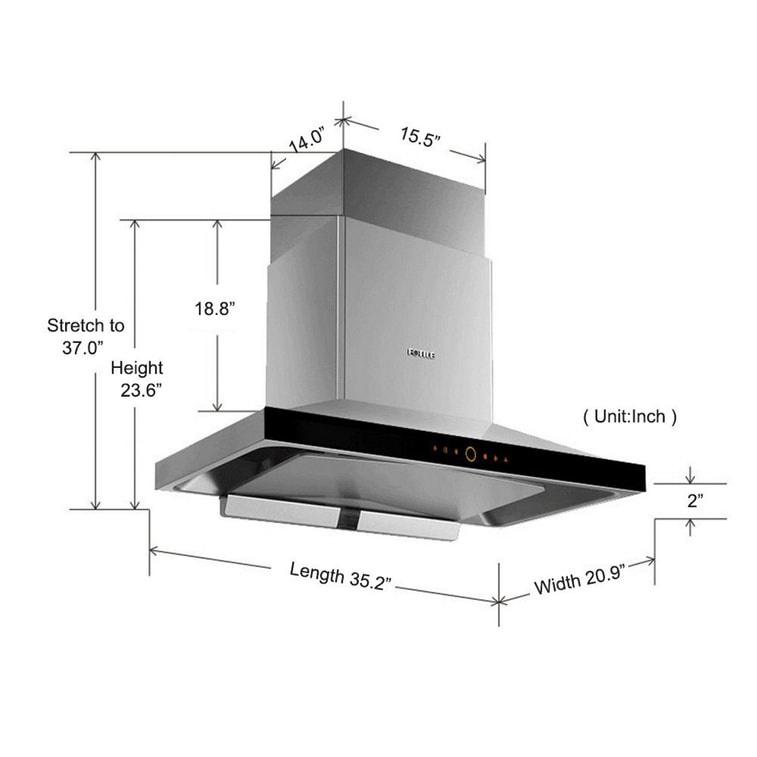 FOTILE Perimeter Vent Series EMS9018 36" 900 CFM Wall Mount Range Hood with LED light and Touchscreen in Stainless Steel 4