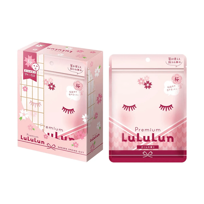 日本LULULUN 高級櫻花版面膜 7枚*5袋【限定櫻花香】【深層補水】