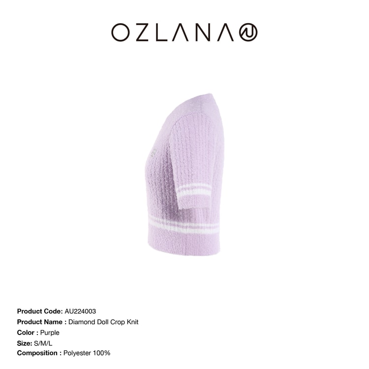 中国直送】OZLANA ダイヤロゴ半袖ニットトップス パープル S 発送まで 