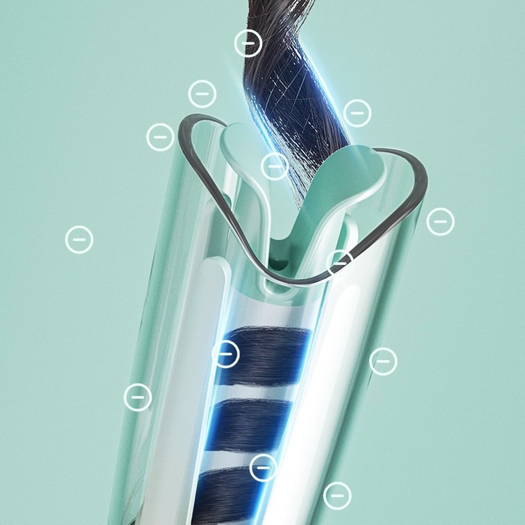 【便捷卷发器】三灯显示全自动旋转卷发棒负离子大卷 渐变绿 1件 5