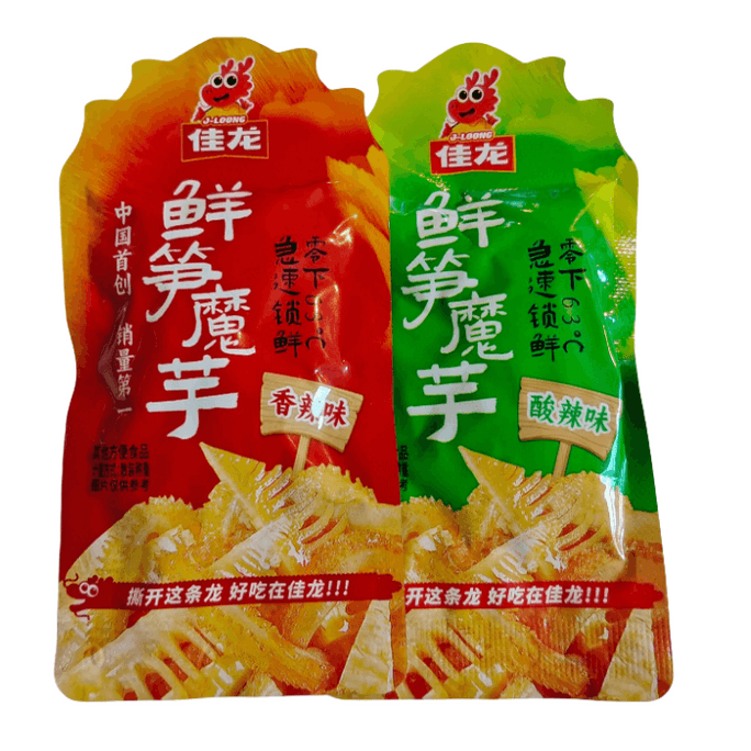 【中国直邮】 佳龙 鲜笋魔芋爽素毛肚香辣酸辣味魔芋丝辣条网红休闲解馋零食小吃 混合味 20g*10包