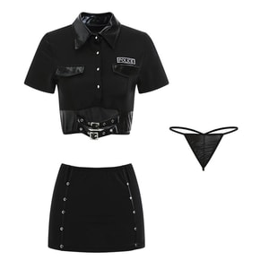 Bella’s Fantasy Sexy Cosplay Police Officer Uniform Costume Lingerie Set Black 1pc