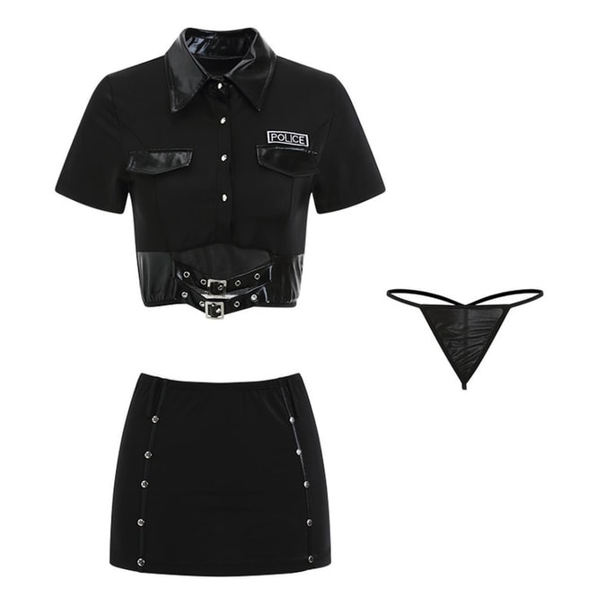 Bella’s Fantasy Sexy Cosplay Police Officer Uniform Costume Lingerie Set Black 1pc