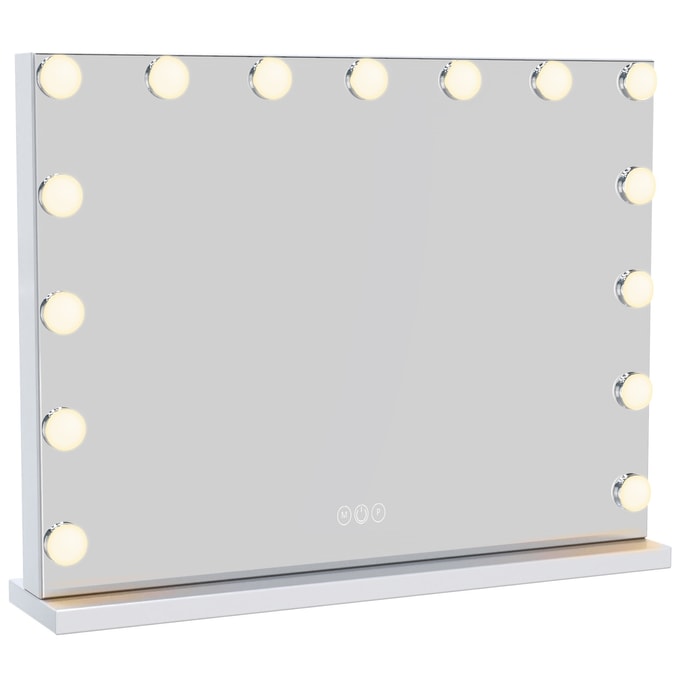 미국 FENCHILIN 할리우드 LED 조명 화장 거울 15등 3색 조절 가능 l 조명 58x46cm 무료 배송
