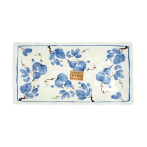 12 - Inch Wavy Rectangular Fish Plate with Auspicious Fortune and Blessing Pattern,30 * 16 * 3CM